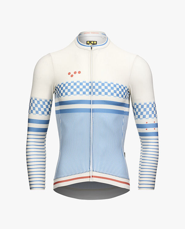 Pedla 車衣Heritage LS Classic Jersey Almond Stripe長袖 男款 復古藍白