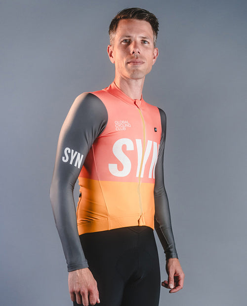 Biehler 車衣SYN Thermal Rain LS Jersey Vivid 防雨保暖 男款 粉橘黑