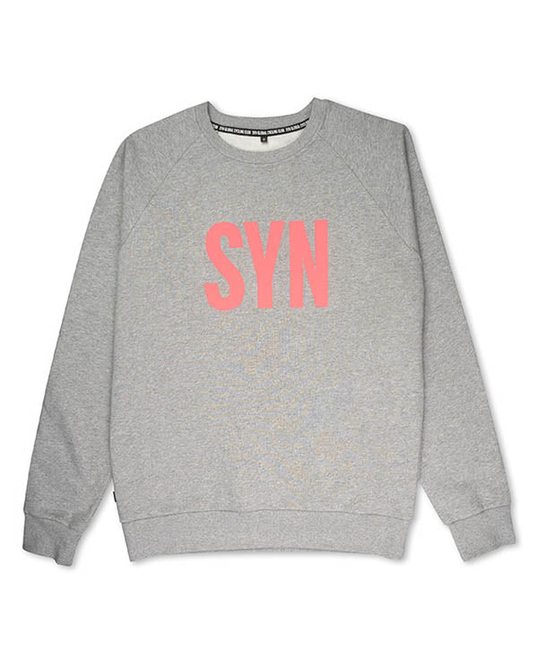 Biehler 圓領長T Syndicate Sweater SYN Grey 灰底粉字