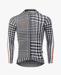 Pedla 車衣HoundsKNIT Training Jersey Monochrome 薄長袖 男款 黑白小千鳥格紋