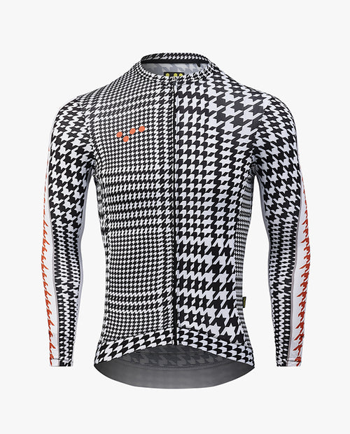 Pedla 車衣HoundsKNIT Training Jersey Monochrome 薄長袖 男款 黑白小千鳥格紋