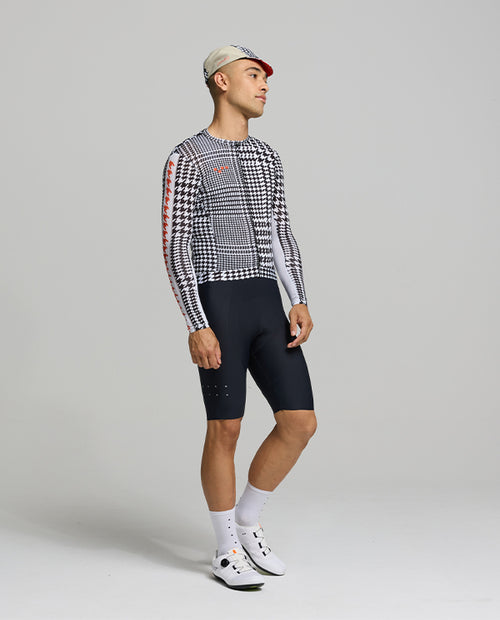 Pedla 車衣HoundsKNIT Training Jersey Monochrome 薄長袖 男款 黑白小千鳥格紋