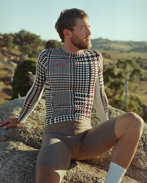 Pedla 車衣HoundsKNIT Training Jersey Monochrome 薄長袖 男款 黑白小千鳥格紋