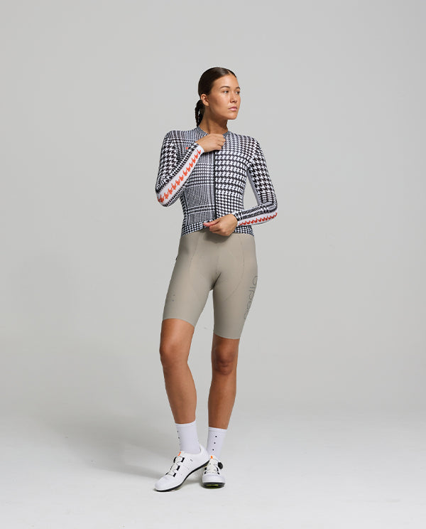 Pedla 車衣HoundsKNIT Training Jersey Monochrome 薄長袖 女款 黑白小千鳥格紋