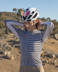 Pedla 車衣HoundsKNIT Training Jersey Monochrome 薄長袖 女款 黑白小千鳥格紋