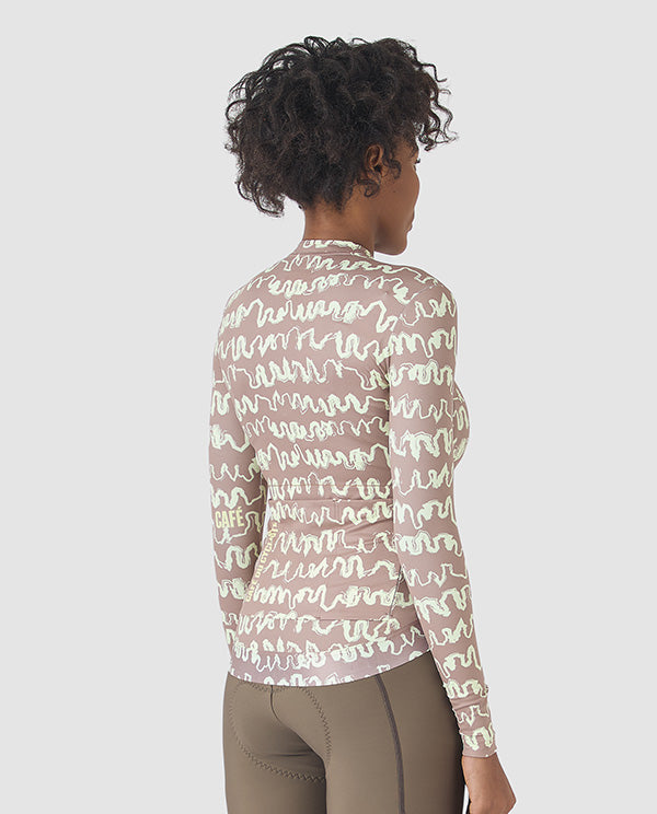 Café du Cycliste 車衣 Constance LS Jersey OysterGreyNaplesYellow 長袖 女款 黃棕塗鴉