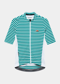 Café du Cycliste 車衣 Romy Midweight Jersey White Dark Sea 女款 綠白紋