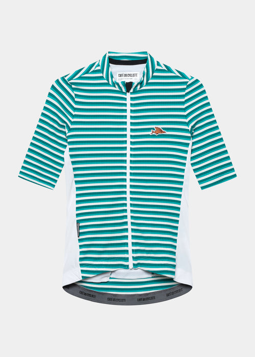 Café du Cycliste 車衣 Romy Midweight Jersey White Dark Sea 女款 綠白紋