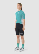 Café du Cycliste 車衣 Romy Midweight Jersey White Dark Sea 女款 綠白紋