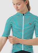 Café du Cycliste 車衣 Romy Midweight Jersey White Dark Sea 女款 綠白紋