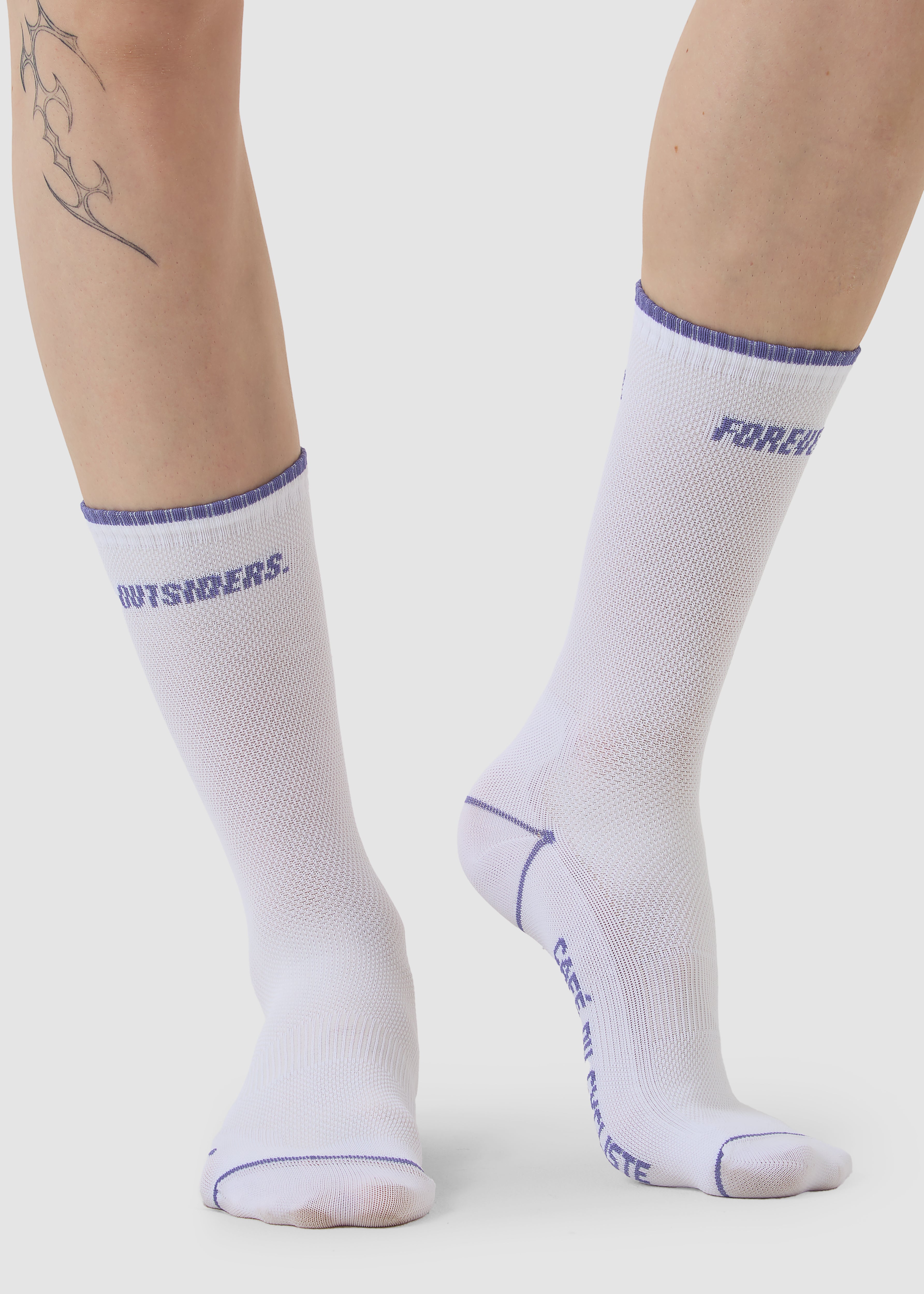 Café du Cycliste 車襪 Motto Summer Socks Viola on White 白底紫字