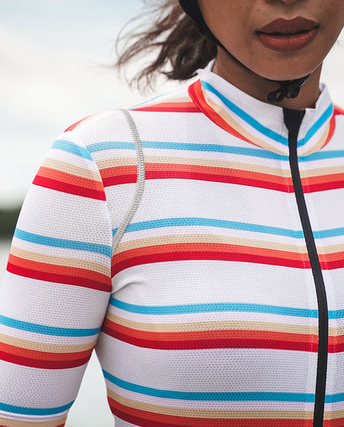 Café du Cycliste 車衣Audax Mona CreamOrangeBlue短 女-白橘藍