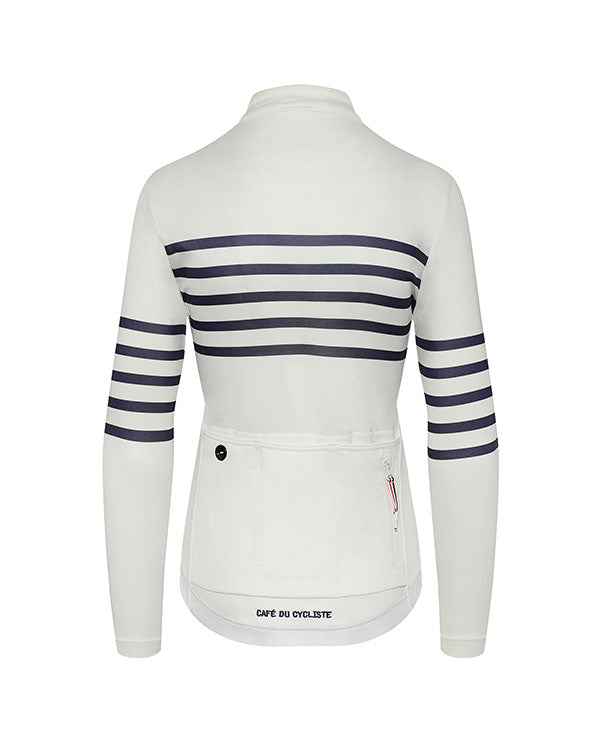 Café du Cycliste 車衣Claudette White長袖 女-藍白條紋