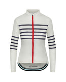 Café du Cycliste 車衣Claudette White長袖 女-藍白條紋