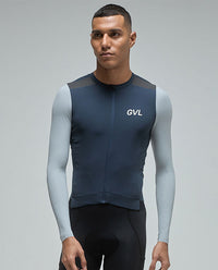 Givelo 薄長袖車衣Jersey LS Modern Classic Franch Navy 藍 男女共版