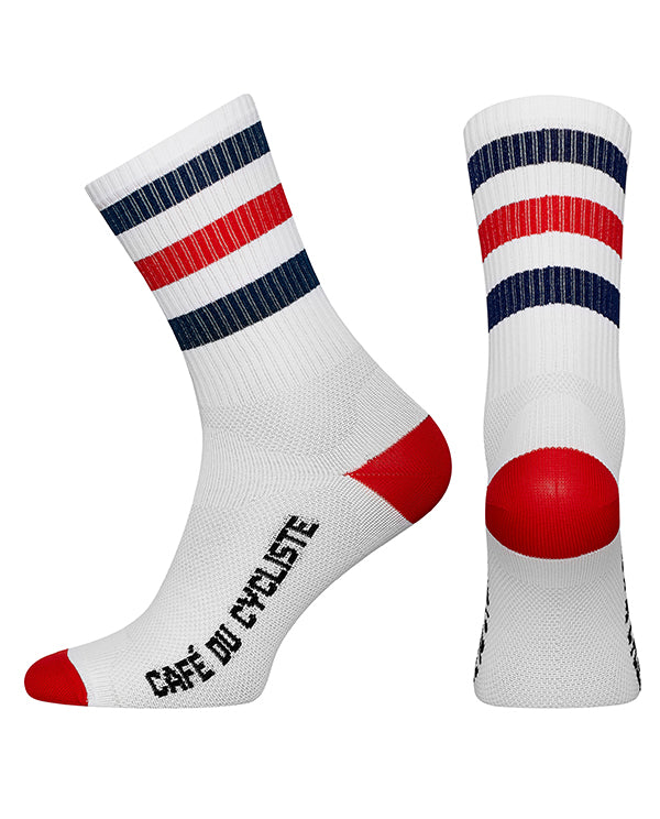 Café du Cycliste 車襪 Cycling Socks Skate Stripes Red Navy on White 白底紅藍條紋