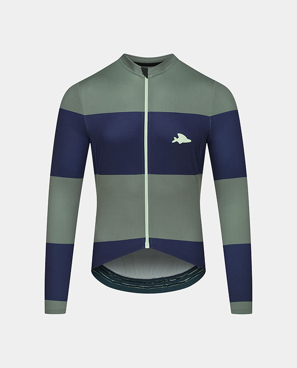 Café du Cycliste 車衣 Constance LS Jersey Navy Scots Pine 長袖 男款 藍綠條紋