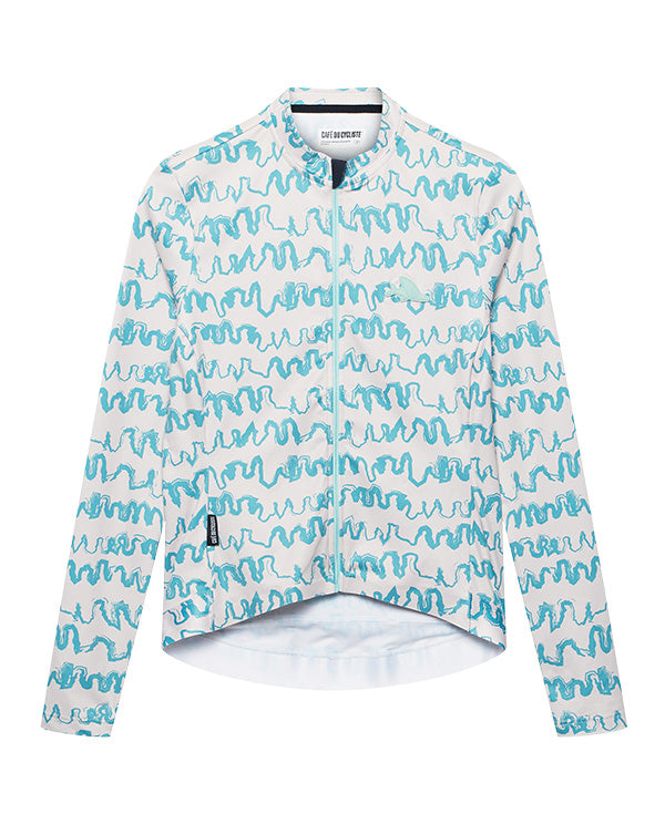 Café du Cycliste 車衣 Constance LS Jersey PearlGreyDeepWater 長袖 男款 水藍塗鴉