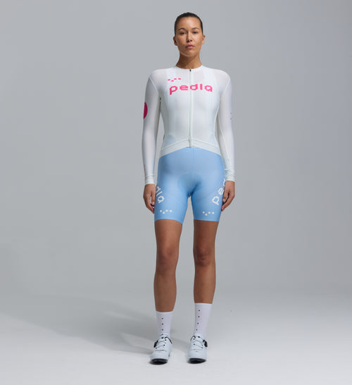 Pedla 薄長袖車衣 Dots Classic LS Jersey Porcelain Fuchsia 女款 瓷白