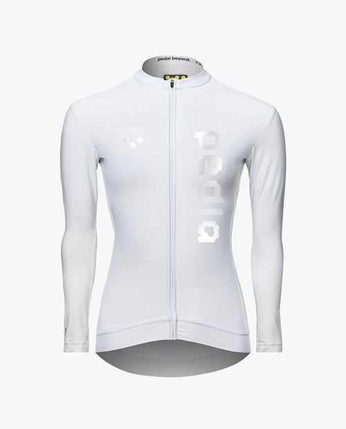 Pedla 薄長袖車衣 Dots Classic LS Jersey Reflective White 女款 白 反光logo