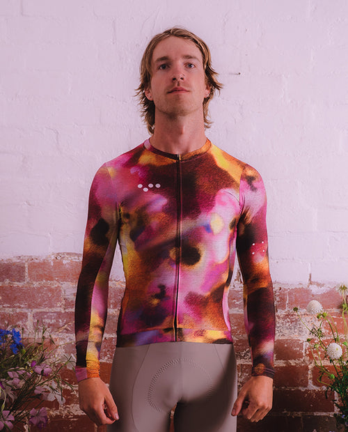 Pedla 薄長袖車衣Floral Classic Jersey Wild Flowers 男款 粉棕