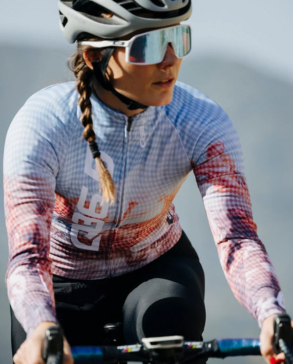 Q36.5 車衣Gregarius Hybrid Fresco Long Sleeve Jersey 女款 潑墨紅