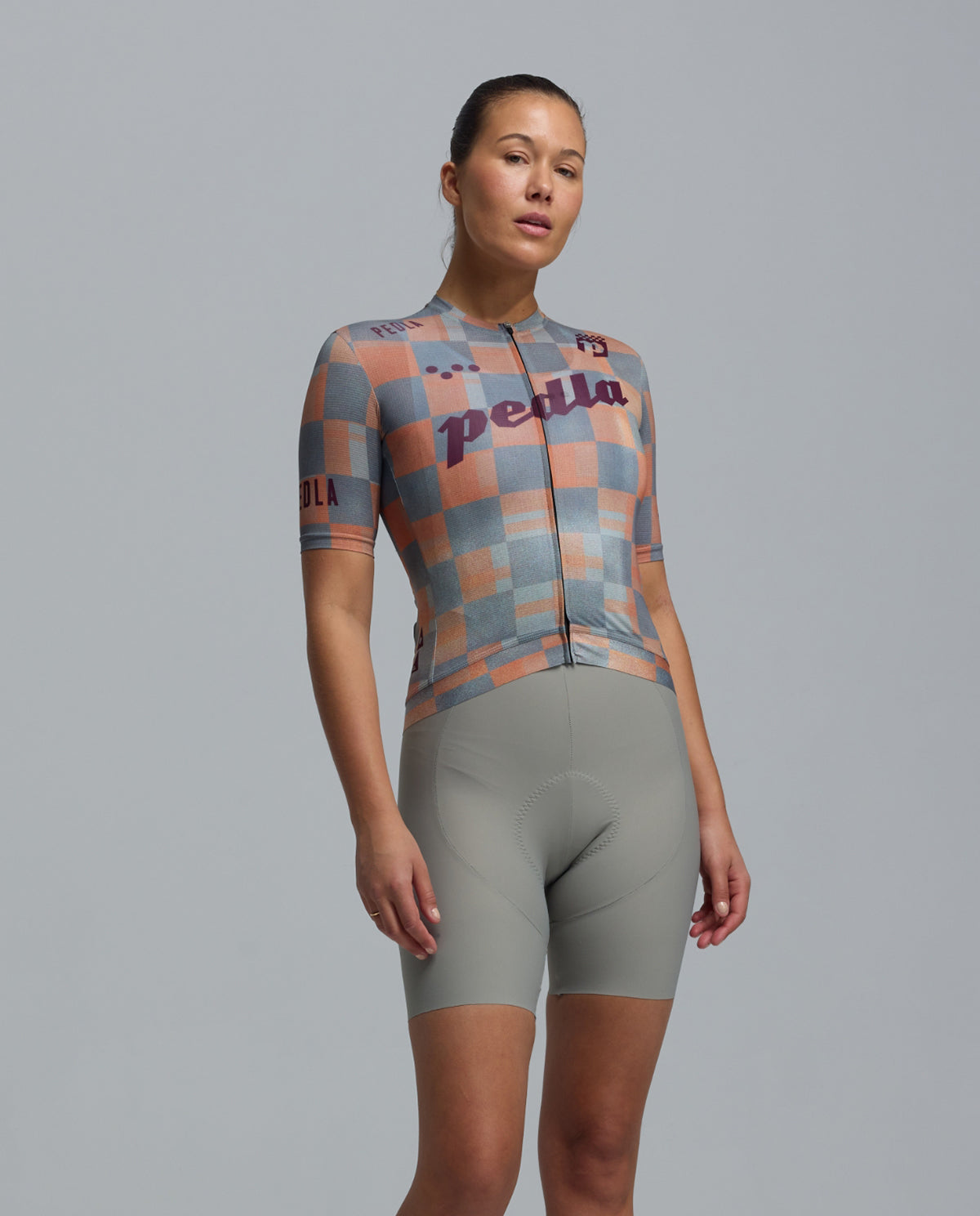 Pedla 車衣Heritage Training Jersey Checkers Grey 女款 橘灰格