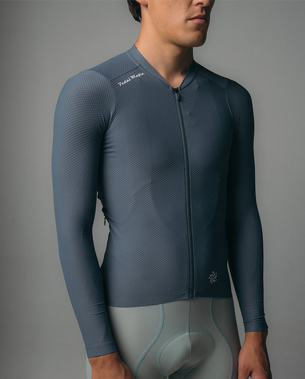 PedalMafia 薄長袖車衣Pro Delta LS Jersey Dark Blue Steel 男款 藍