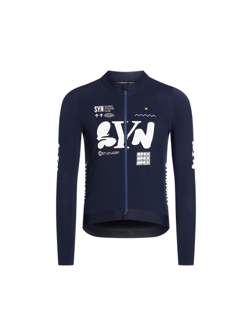 SYN 保暖長袖車衣Pro Team APEX Thermal LS Jersey 2.0 Dark Blue 男款 藍