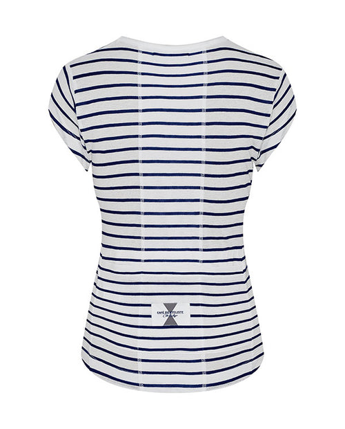 Café du Cycliste 車衣Pauline短袖飛魚 女-白底藍橫紋