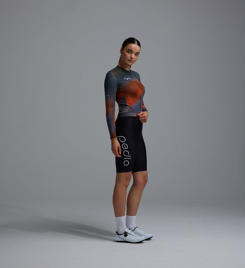 Pedla 薄長袖車衣Race Division Training LS Jersey Grid Workshop blue 女款 工坊藍