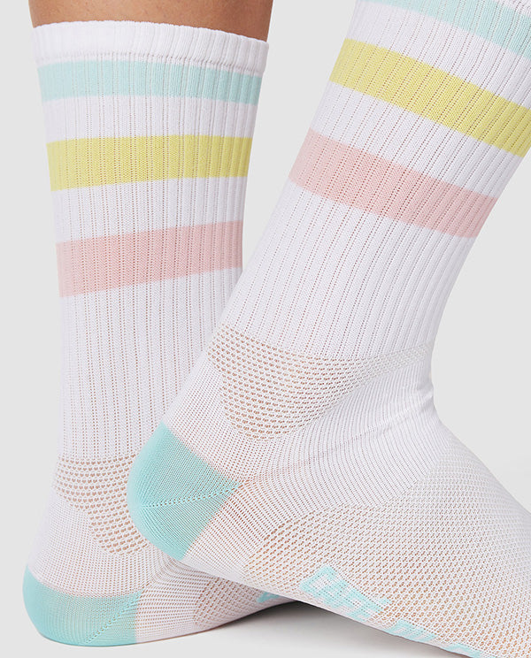 Café du Cycliste 車襪 Cycling Socks Skate Stripes Pastel 白底粉紋