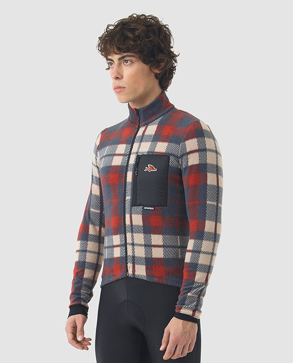 Café du Cycliste 車衣Solange Anthracite Clay長袖 男款 紅灰格