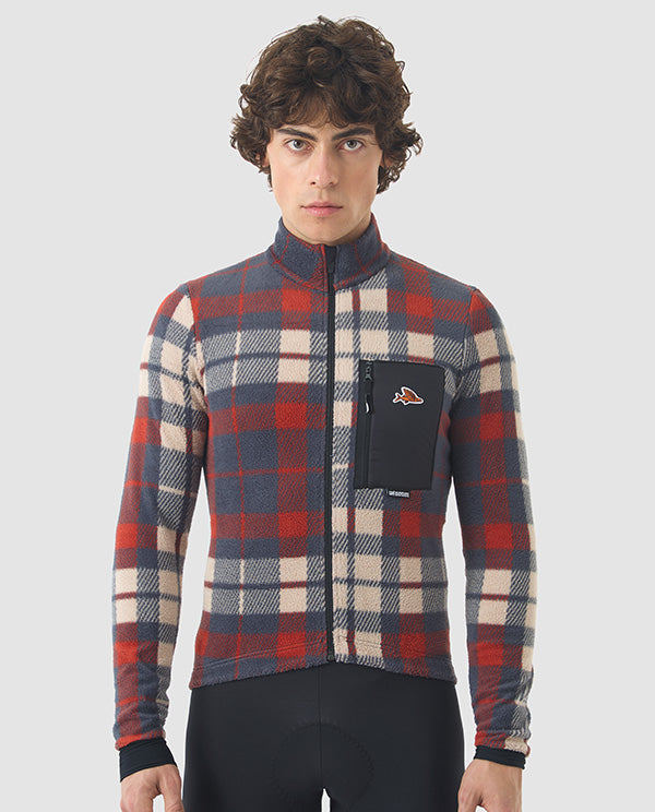 Café du Cycliste 車衣Solange Anthracite Clay長袖 男款 紅灰格