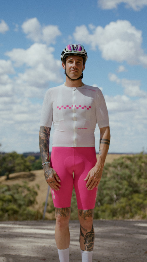 Black Sheep 黑羊 車衣 AeroWeave SS Jersey Classics Pink 男款 粉字白底