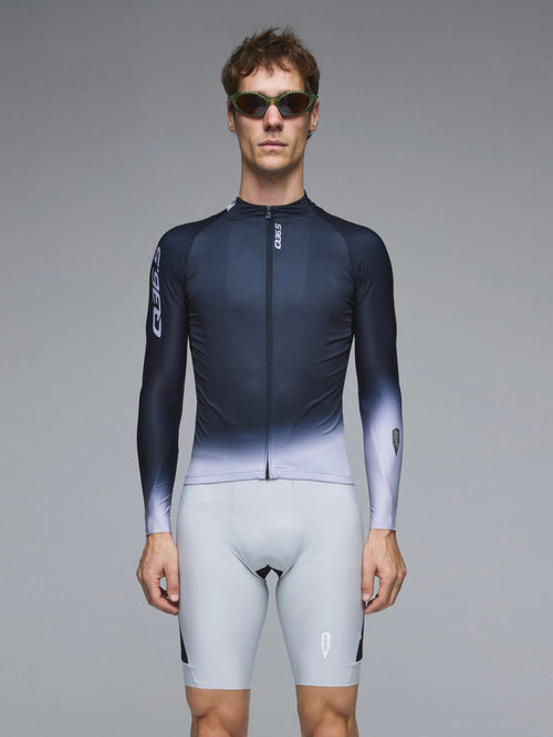 Q36.5 薄長袖車衣Gregarius Hybrid Light Collar Fade Long Sleeve Jersey Black 男款 黑