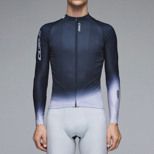 Q36.5 薄長袖車衣Gregarius Hybrid Light Collar Fade Long Sleeve Jersey Black 男款 黑