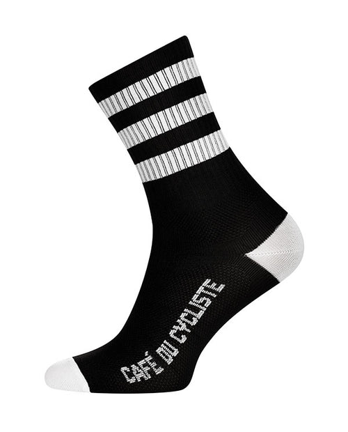 Café du Cycliste 車襪-Skate Stripes - 黑底白橫紋