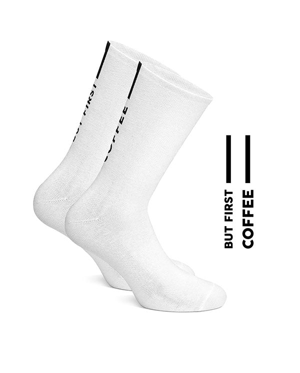 COIS 車襪But First Coffee Cycling Socks White - 白