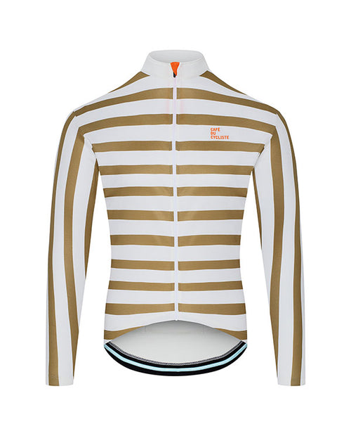 Café du Cycliste 車衣Claudette Dark-Gold-White長袖 男-金白條紋